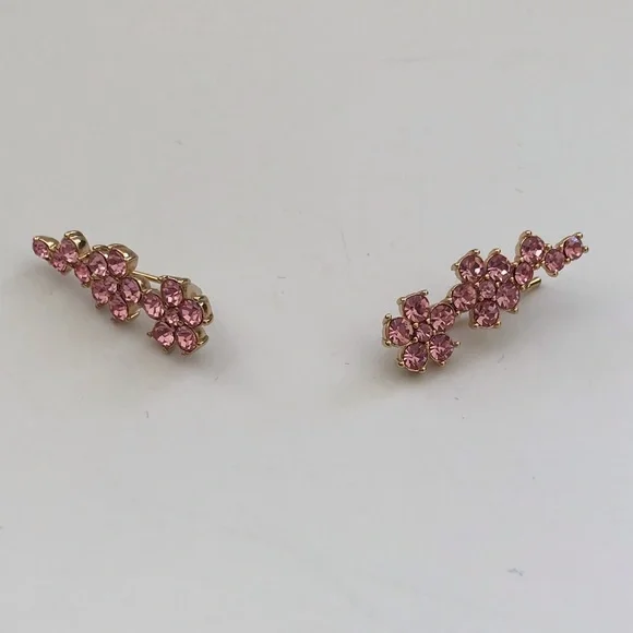 Nwt Kate Spade NY Pink Floral Pierced Crawler Earrings - Picture 5 of 8